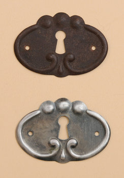 Schlüsselschild geprägt Nr. 234, Oberfläche Rost-Zinn Antik